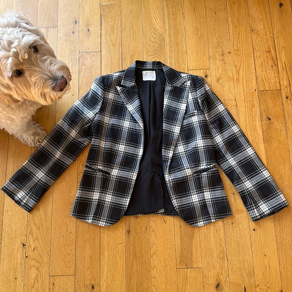 PENCEY open front blazer. Size S. Thin wool. Lined in silk. Super cute!